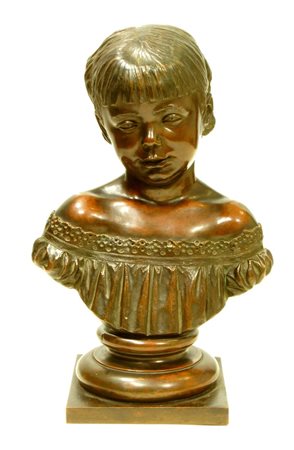 FOLLI G. "Bambina" H. cm 43 scultura in bronzo Opera firmata in...