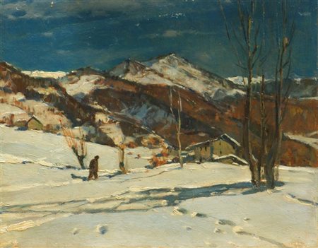 MUSSO CARLO Balangero (TO) 1907 - 1968 "Paesaggio montano innevato con...