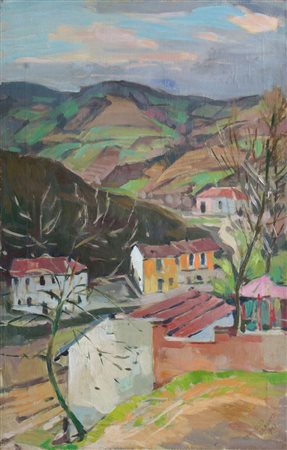 DEABATE TEONESTO Torino 1898 - 1981 "Paesaggio di Langa" 70x45 olio su tela...