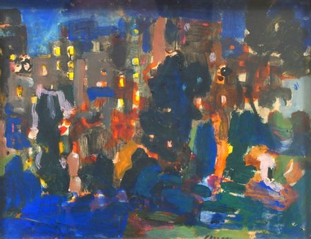 CHICCO RICCARDO Torino 1910 - 1973 "New-York - Central Park" 1965 24x31 olio...