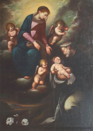 CACCIA ORSOLA MADDALENA Moncalvo 1596 - 1676 "Madonna con Bambino e San...