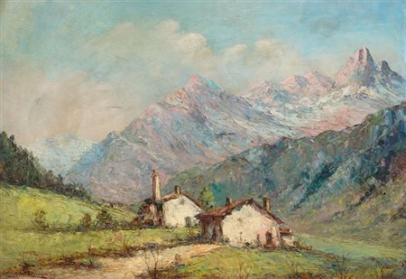 FRANCHINO TELESFORO Treviso 1885 - 1968 Torino "Paesaggio montano" 1931 50x70...