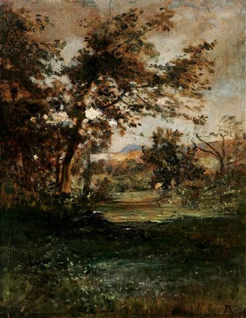 AVONDO VITTORIO Torino 1836 - 1910 "Luce mattinale - Paesaggio" 39x29,4 olio...