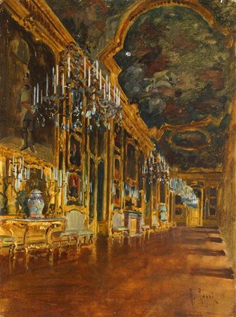 ROSSI ALBERTO Torino 1858 - 1936 "Interno di Palazzo Reale di Torino" 44x34...