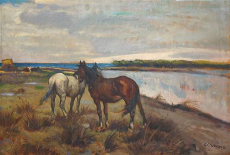 VINZIO GIULIO CESARE Livorno 1881 - 1940 Milano "Maremma" 46,5x68 olio su...