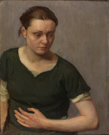 FERRO CESARE Torino 1880 - 1934 "L'attesa" 1929 70x55 olio su tela Opera...