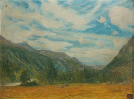 POLLONERA CARLO Egitto 1849 - 1923 Torino "Purtud (Courmayeur)" 34x48 olio su...