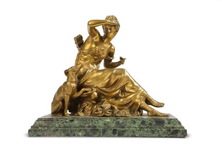 SCULTURA IN BRONZO DORATO H. 20,5 (base esclusa) Epoca fine XIX - inizi XX...