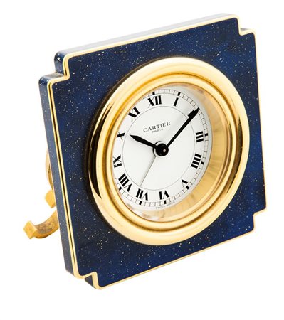 CARTIER Pendoletta da tavolo, anni '90 76x76 Cassa in ottone dorato e...