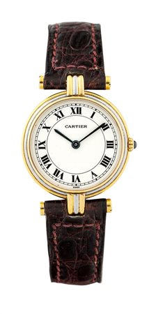 CARTIER Modello "Vendome tre ori", anni '90 Diam 26 Cassa a gradini in due...