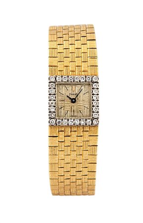 PIAGET Orologio gioiello, anni '70 18x18 Cassa in oro con bracciale integrato...