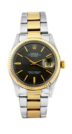 ROLEX Modello Oyster Perpetual Date Just, 1974 Cassa oyster acciaio e oro in...