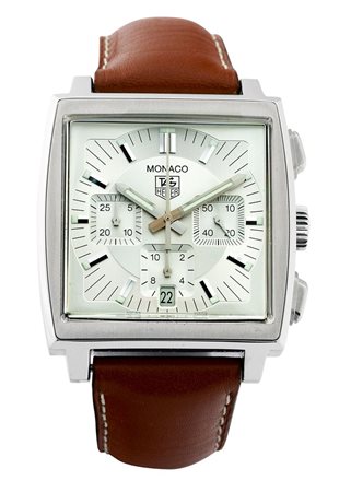 TAG HEUER Orologio cronografo a tre contatori, modello "Monaco", ref.CW2111,...