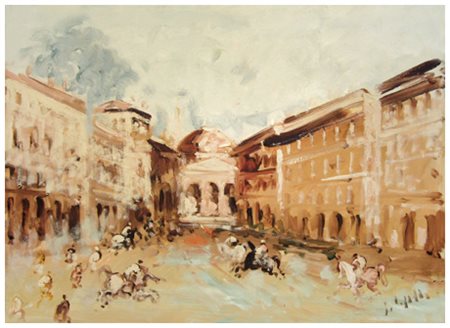 EMANUELE CAPPELLO Vittoria 1936 Senza titolo Olio su tela 50 x 70. Firma in...