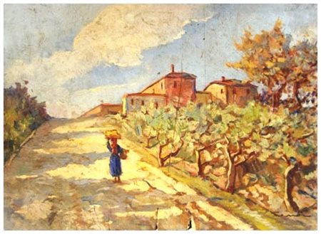 GINO CENTONI Livorno 1891 – 1960 Senza titolo Olio su tavola 40 x 55. Firma...