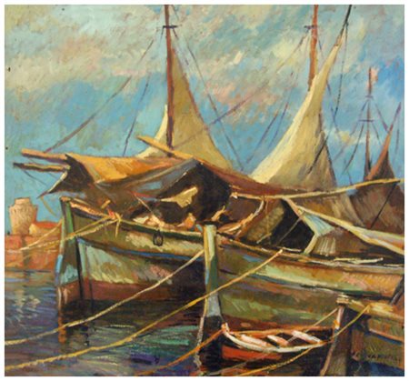 NELLO GIOVANNELLI Livorno 1922 – 1996 Senza titolo Olio su tavola 46 x 50,5....