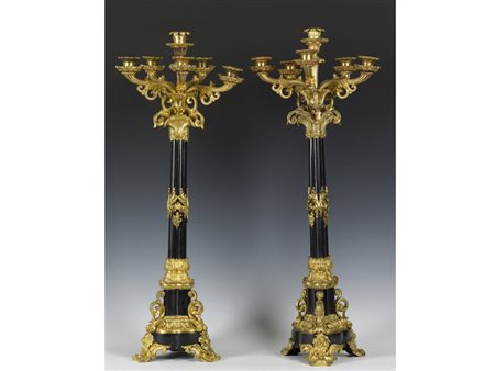 Epoca Napoleone III Coppia di candelabri bronzo 76.2 cm