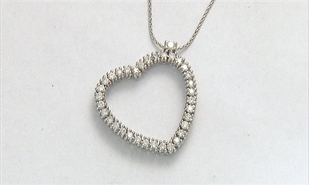 CIONDOLO CIONDOLO. In oro bianco 18 kt a cuore con diamanti taglio brillante...