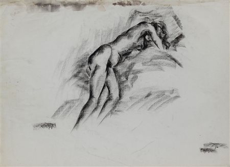 Anonimo Nudo Sdraiato, 1951 carboncino su carta, cm. 48x66 firma illeggibile...