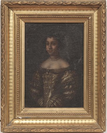 Scuola toscana, sec. XVII RITRATTO DI GIOVANE GENTILDONNA olio su tela, cm...