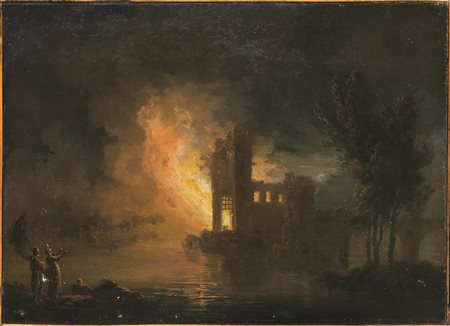 Attribuito a Gregorio Fidanza(Collevecchio 1754 - Roma 1823)INCENDIO NOTTURNO...