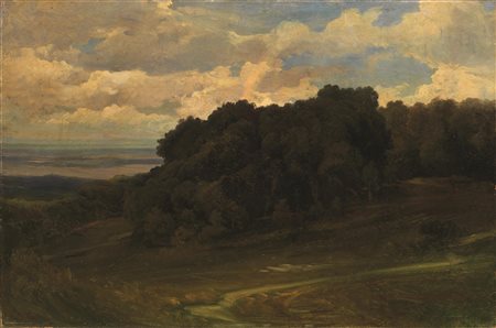 Ettore Cumbo (Messina 1833 - Firenze 1899) PAESAGGIO CON RUSCELLO olio su...