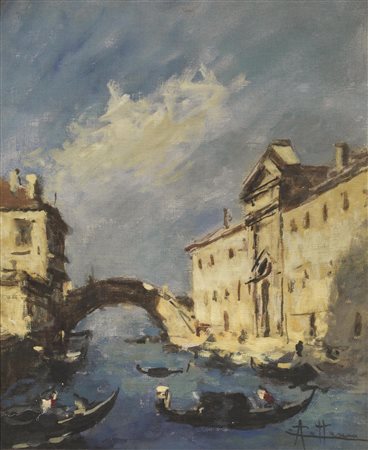 Achille Cattaneo(Limbiate 1872 - Milano 1931)a) SCORCIO DI VENEZIAolio su...