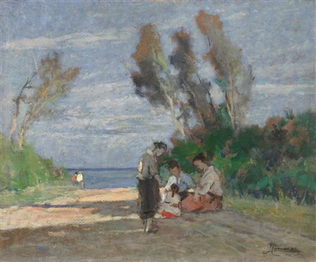 Ludovico Tommasi (Livorno 1866 - Firenze 1941) DONNE SEDUTE VICINO AL MARE...