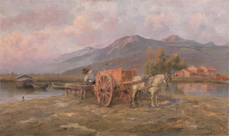 Oreste Paltrinieri (Verona 1873 - 1966) CONTADINO AL LAVORO NELLA CAMPAGNA...