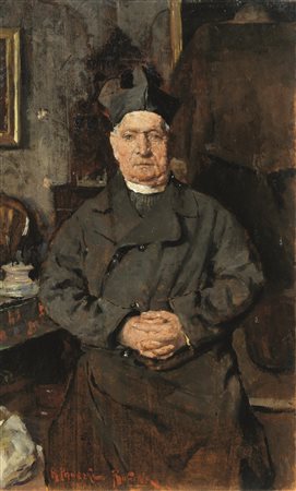 Ruggero Panerai (Firenze 1862 - Parigi 1923) RITRATTO DI SACERDOTE olio su...