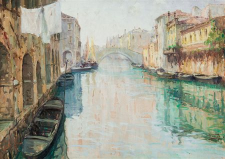 PAGAN LUIGI Chioggia 1907 - Chioggia 1980Canale a Veneziaolio su tela cm....