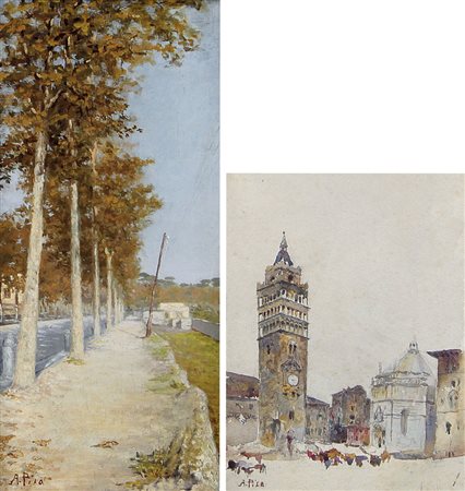 PISA ALBERTO Ferrara 19/03/1864 - Firenze 15/07/1930Strada alberataolio su...