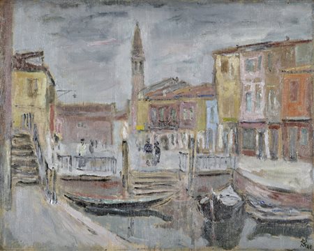 VELLANI MARCHI MARIO Modena 1895 - Milano 1973 Inverno a Burano 1943 olio su...