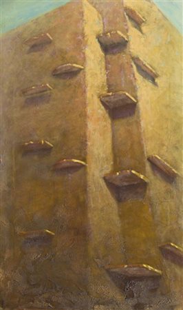 Francesco Campese Avallino 1986 torre del silenzio 2011 olio su tela 98x40...