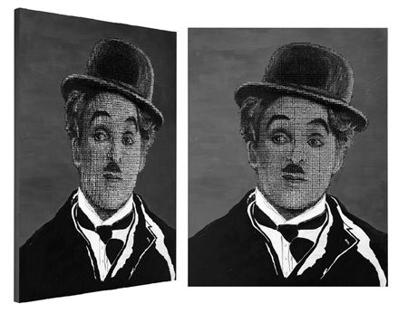 Drill Monkeys Borgomanero 1983 Charlie Chaplin 3D 2013 Acrilico su viti...