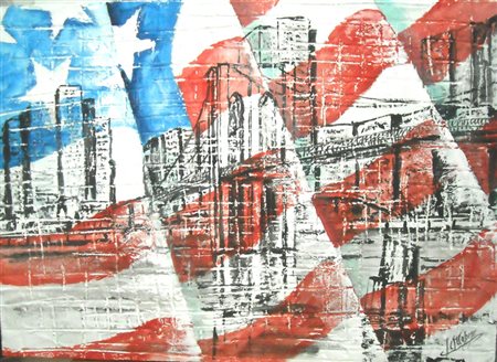 Francesco Ottobre Formia (LT) 1956 BROOKLYN FLAGS 2013 MISTA SU TELA 50x70...