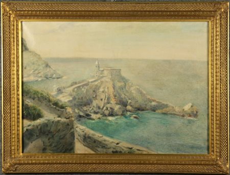 Dipinto olio su tela raff. ''LERICI''. Firmato ZANE e datato 1946 in basso a...