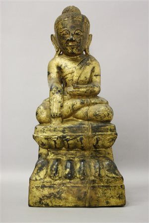 Antica scultura in legno dorato raff. ''BUDDHA''. Mis. Alt. cm. 49 ca.