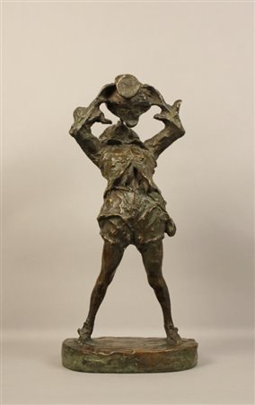 PRENDONI ATTILIO - Milano, 1874-1942. Scultura in bronzo raff. ''RAGAZZO CHE...