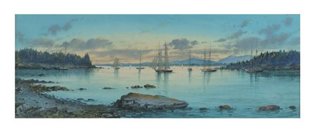 CHARLES ROUSSE Inghilterra att. 1871 - 1892 "Bar Harbor", acquarello e...