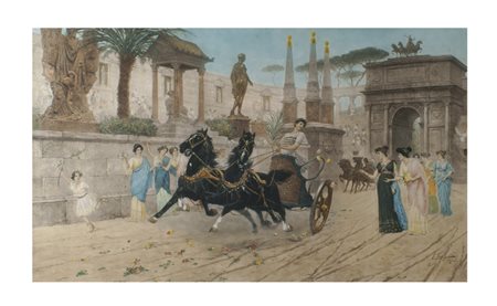 ETTORE FORTI Roma att. 1889 - 1920 "Scena dal circo Massimo", stampa...