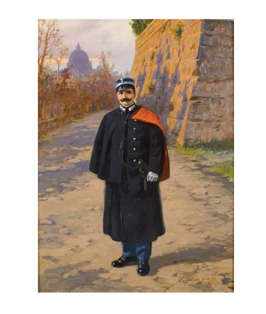 EDOARDO GIOIA Roma 1862 - Londra 1937 "Carabiniere in divisa", olio su...