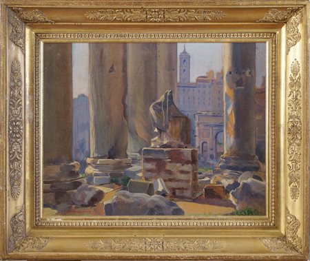 CARLO GIUSEPPE MONTANI Saluzzo 1868 - Roma 1936 "Scorcio del foro romano",...