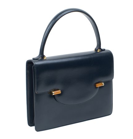 BORSA VINTAGE GUCCI IN PELLE DI VITELLO BLU 27x22 cm.