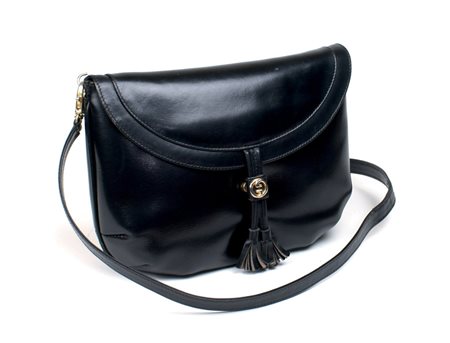 BORSA VINTAGE GUCCI IN PELLE NERA CON TRACOLLA 24x17 cm.