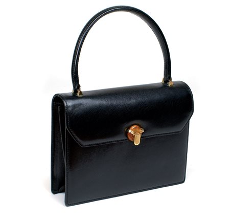 BORSA VINTAGE GUCCI IN PELLE SAFFIANO NERO 30x22 cm.