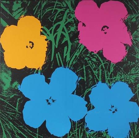 WARHOL ANDY (1928 - 1987) Flowers. Offset su tela. Cm 120,00 x 120,00....