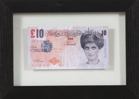 BANKSY (n. 1975) 10 pound Lady D. Offset litografia a colori. Cm 7,50 x...