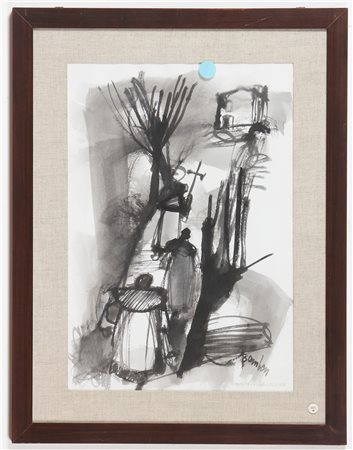 BOMBEN OTTAVIO (1925 - 2006) Morte sulla collina. Gouache su carta. Cm 48,00...