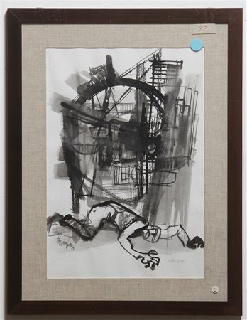 BOMBEN OTTAVIO (1925 - 2006) Sine Die. Gouache su carta. Cm 48,00 x 33,00....